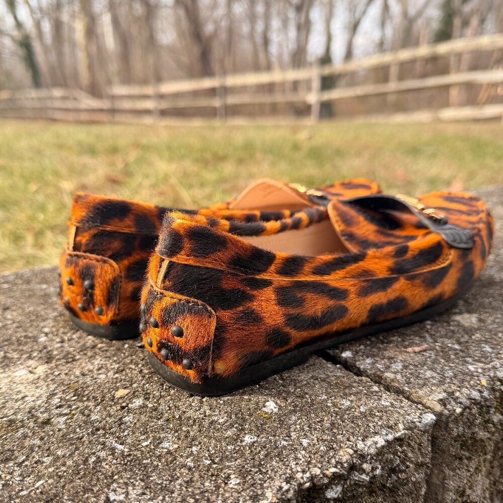 Vintage Animal Print Leopard Hair Calf Loafers Classic Preppy - Picture 8 of 9